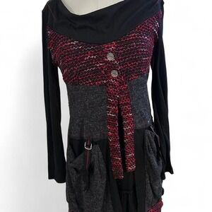 Euro y2k C'est Fait Pour Vous Paris for Fox's Black/red whimsy goth dress